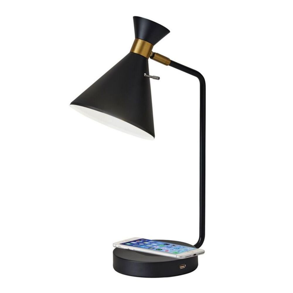 Adesso - 19" Wireless Charging Table Lamp Matte Black - Ade Black